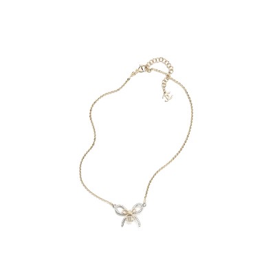 CHANEL PENDANT NECKLACE METAL & DIAMANTÉS SILVER, GOLD & CRYSTAL ABG588